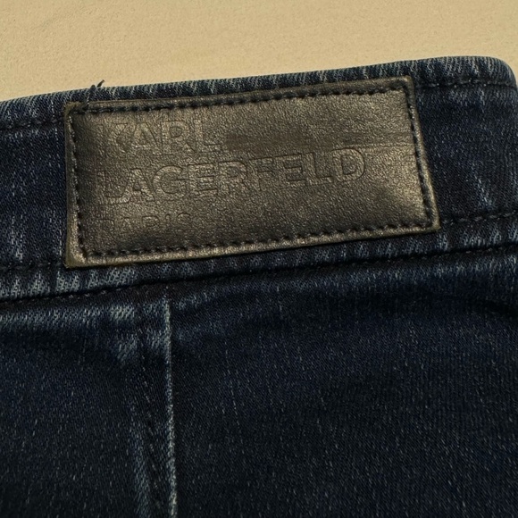 Karl Lagerfeld Paris Lace-Up Braided Stretchy Denim Mini Denim Skirt Sz 10 Y2K - Picture 9 of 13